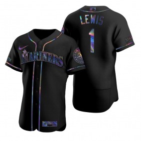 Seattle Mariners Kyle Lewis Nike Black Authentic Holographic Golden Edition Jersey