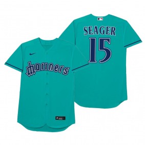 Seattle Mariners Kyle Seager Seager Aqua 2021 Players' Weekend Nickname Jersey