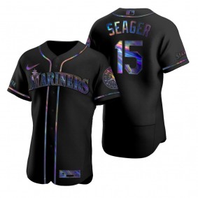 Seattle Mariners Kyle Seager Nike Black Authentic Holographic Golden Edition Jersey