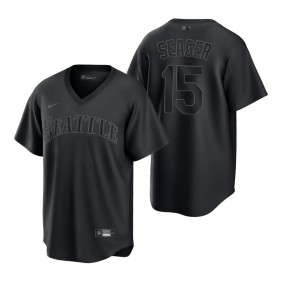 Seattle Mariners Kyle Seager Black Pitch Black Fashion Replica Jersey