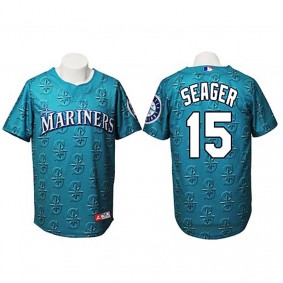Male Seattle Mariners #15 Kyle Seager Watermark Fashion Cyan Jersey
