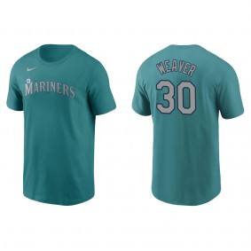 Men's Seattle Mariners Luke Weaver Aqua Name & Number T-Shirt