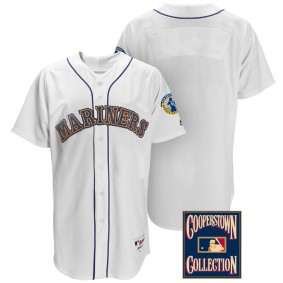 Male Seattle Mariners White Throwback Griffey Retirement Patch Jersey