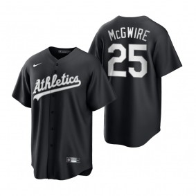 Men's Oakland Athletics Mark McGwire Nike Black White 2021 All Black Fashion Replica Jersey
