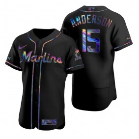 Miami Marlins Brian Anderson Nike Black Authentic Holographic Golden Edition Jersey