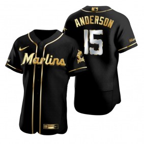 Miami Marlins Brian Anderson Nike Black Golden Edition Authentic Jersey