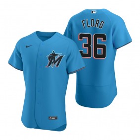 Men's Miami Marlins Dylan Floro Nike Blue Authentic Alternate Jersey