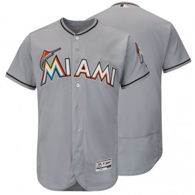 Male Miami Marlins Gray Flexbase Collection Team Jersey