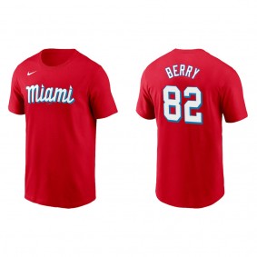 Men's Miami Marlins Jacob Berry Red City Connect Wordmark T-Shirt