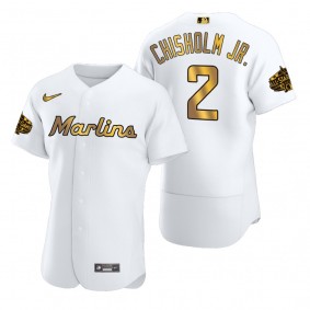 Miami Marlins Jazz Chisholm Jr. Authentic White Gold 2022 MLB All-Star Game Jersey