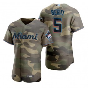 Miami Marlins Jon Berti Camo Authentic 2021 Armed Forces Day Jersey