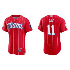 Men's Miami Marlins Jon Jay Red City Connect Authentic Jersey