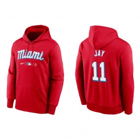 Men's Miami Marlins Jon Jay Red City Connect Therma Hoodie