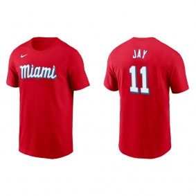 Men's Miami Marlins Jon Jay Red City Connect Wordmark T-Shirt