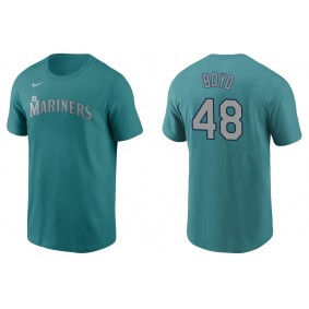 Men's Seattle Mariners Matt Boyd Aqua Name & Number T-Shirt