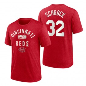 Reds Max Schrock Red 2022 Field of Dreams Lockup Tri-Blend T-Shirt