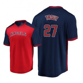 Mike Trout Los Angeles Angels #27 Red Navy Iconic Player Cooperstown Collection Jersey Men's