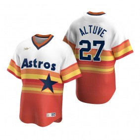 Men's Houston Astros Jose Altuve Nike White Orange Cooperstown Collection Home Jersey