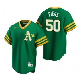 Men's Oakland Athletics Mike Fiers Nike Kelly Green Cooperstown Collection Road Jersey