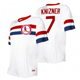 Men's St. Louis Cardinals Andrew Knizner Stitches White Cooperstown Collection V-Neck Jersey