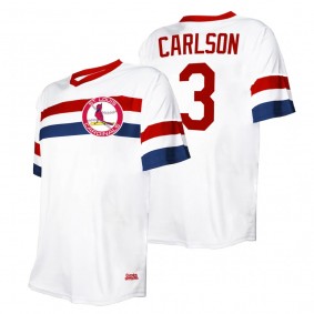 Men's St. Louis Cardinals Dylan Carlson Stitches White Cooperstown Collection V-Neck Jersey