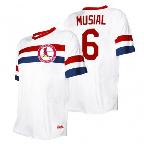 Men's St. Louis Cardinals Stan Musial Stitches White Cooperstown Collection V-Neck Jersey