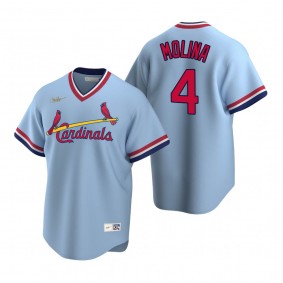 Men's St. Louis Cardinals Yadier Molina Nike Light Blue Cooperstown Collection Road Jersey