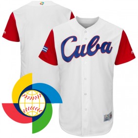 Men's 2017 World Baseball Classic Cuba White Authentic Team Jersey