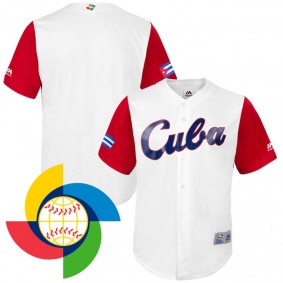 Men's 2017 World Baseball Classic Cuba Baseball White Replica Team Jersey