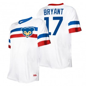 Men's Chicago Cubs Kris Bryant Stitches White Cooperstown Collection V-Neck Jersey
