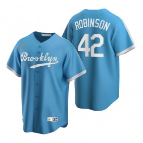 Men's Brooklyn Dodgers Jackie Robinson Nike Light Blue Cooperstown Collection Alternate Jersey