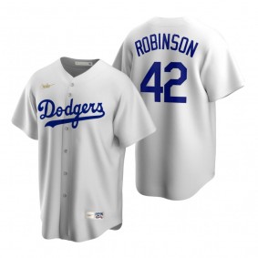 Men's Brooklyn Dodgers Jackie Robinson Nike White Cooperstown Collection Home Jersey