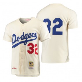 Sandy Koufax Los Angeles Dodgers #32 Cream Cooperstown Collection Authentic Mitchell & Ness Jersey Men's