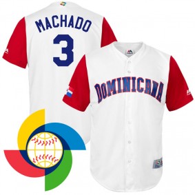 Men's 2017 World Baseball Classic Dominican Manny Machado White Replica Jersey