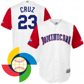Men's 2017 World Baseball Classic Dominican Nelson Cruz White Replica Jersey