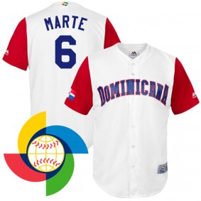 Men's 2017 World Baseball Classic Dominican Starling Marte White Replica Jersey