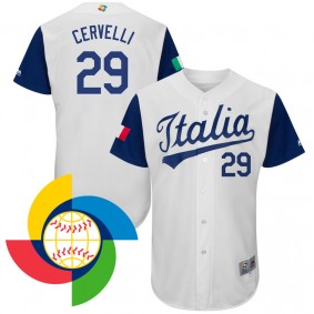 Men's 2017 World Baseball Classic Italy #29 Francisco Cervelli White Authentic Jersey