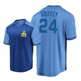 Ken Griffey Jr. Seattle Mariners #24 Royal Light Blue Iconic Player Cooperstown Collection Jersey Men's