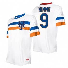 Men's New York Mets Brandon Nimmo Stitches White Cooperstown Collection V-Neck Jersey