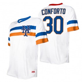 Men's New York Mets Michael Conforto Stitches White Cooperstown Collection V-Neck Jersey