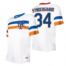 Men's New York Mets Noah Syndergaard Stitches White Cooperstown Collection V-Neck Jersey
