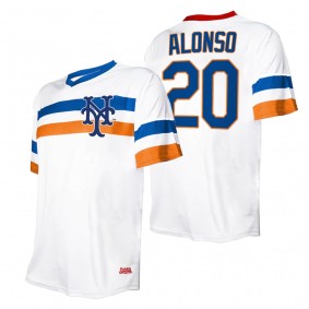 Men's New York Mets Pete Alonso Stitches White Cooperstown Collection V-Neck Jersey
