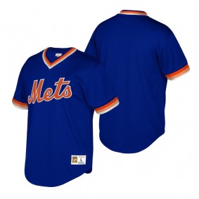 New York Mets Royal Cooperstown Collection Mesh Wordmark V-Neck Mitchell & Ness Jersey Men's