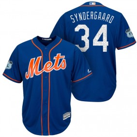 Men's New York Mets #34 Noah Syndergaard 2017 Spring Training Grapefruit League Patch Royal Cool Base Jersey