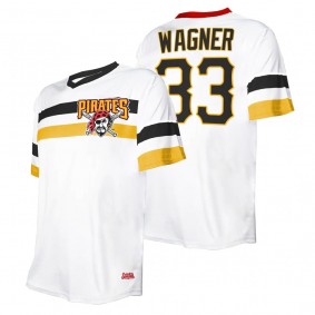 Men's Pittsburgh Pirates Honus Wagner Stitches White Cooperstown Collection V-Neck Jersey