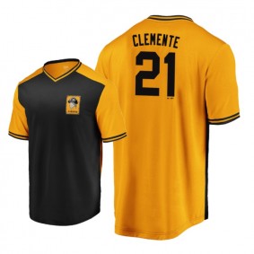 Roberto Clemente Pittsburgh Pirates #21 Black Gold Iconic Player Cooperstown Collection Jersey Men's