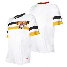 Men's Pittsburgh Pirates Stitches White Cooperstown Collection V-Neck Jersey