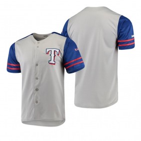 Texas Rangers Gray Button-Down Stitches Authentic Jersey Men's