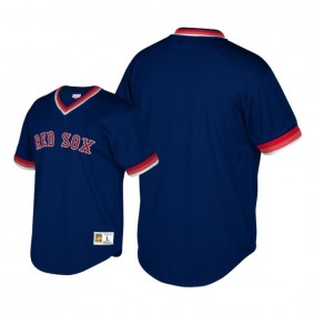 Boston Red Sox Navy Cooperstown Collection Mesh Wordmark V-Neck Big & Tall Jersey Men's