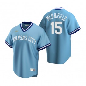 Men's Kansas City Royals Whit Merrifield Nike Light Blue Cooperstown Collection Road Jersey